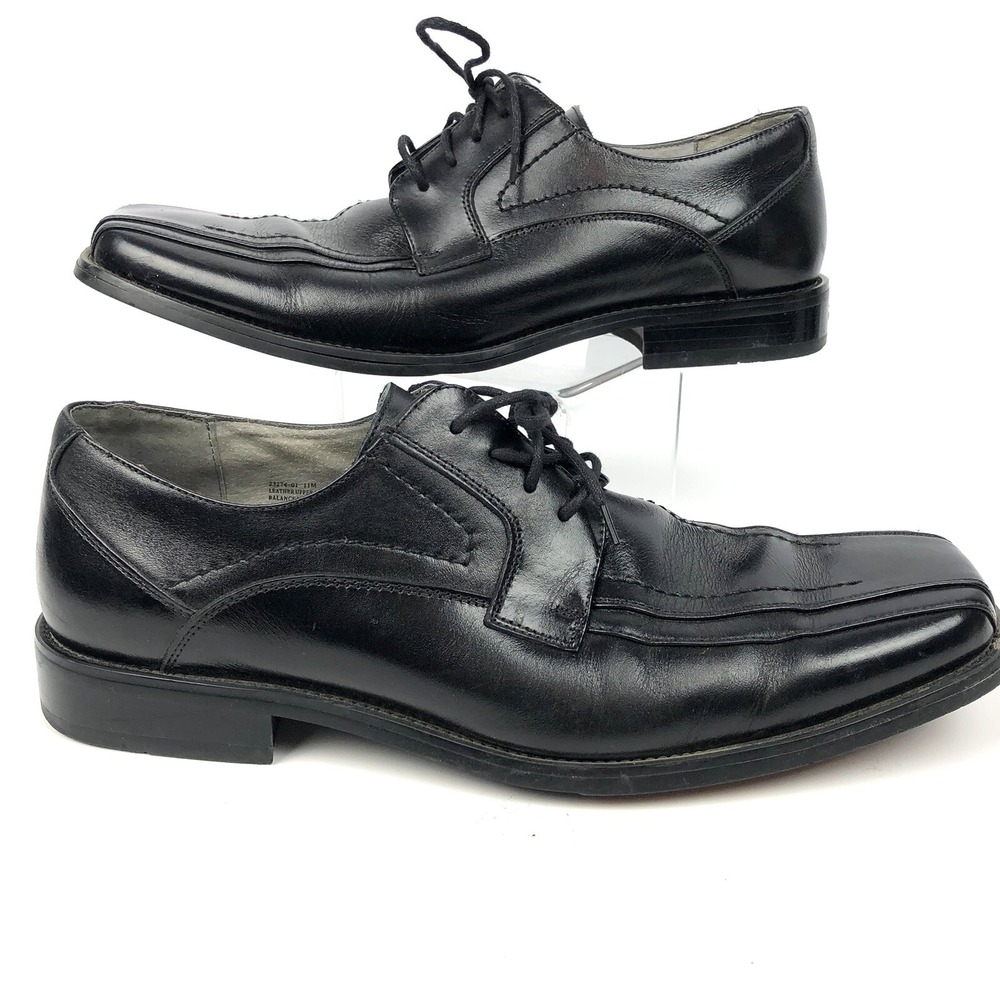 Stacy Adams Men's 11M Black Leather‎ Square Toe Dress Shoes Lace Up